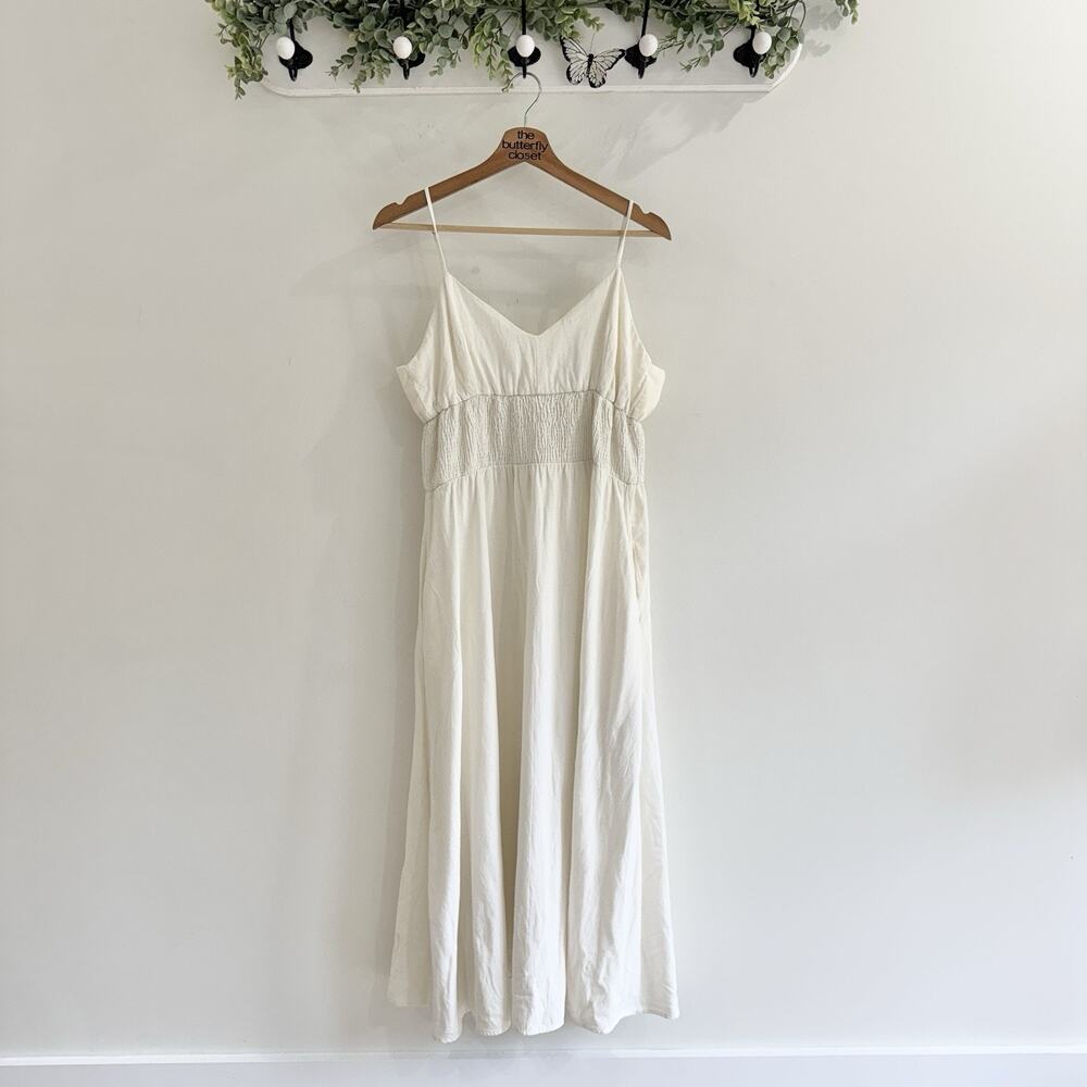 Zara Cream Linen Blend Maxi Dress XL 6-5029